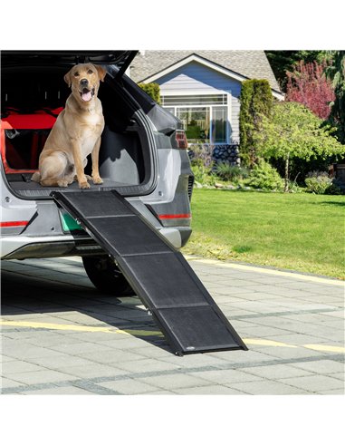 PawHut Folding Dog Ramp for Car, Portable Pet Ramp, with Non-Slip Surface, Aluminium Alloy Frame, for XL Dogs