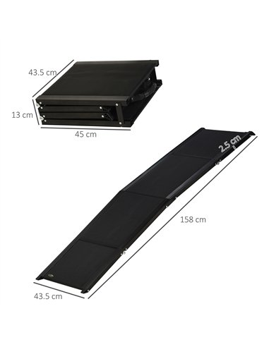 PawHut Folding Dog Ramp for Car, Portable Pet Ramp, with Non-Slip Surface, Aluminium Alloy Frame, for XL Dogs