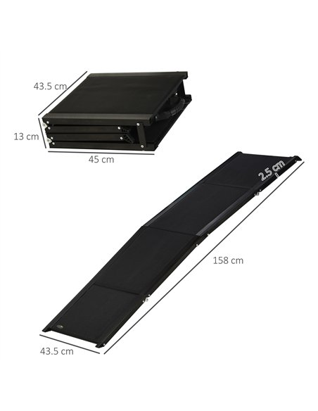 PawHut Folding Dog Ramp for Car, Portable Pet Ramp, with Non-Slip Surface, Aluminium Alloy Frame, for XL Dogs - pic 146020 | FastDaddyshop