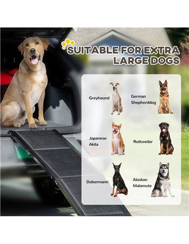 PawHut Folding Dog Ramp for Car, Portable Pet Ramp, with Non-Slip Surface, Aluminium Alloy Frame, for XL Dogs