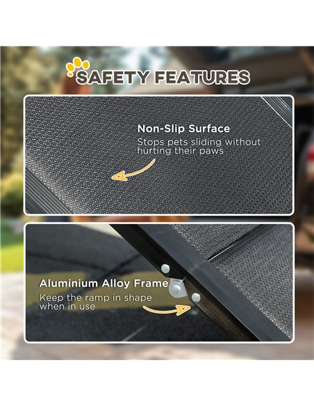 PawHut Folding Dog Ramp for Car, Portable Pet Ramp, with Non-Slip Surface, Aluminium Alloy Frame, for XL Dogs - pic 146022 | FastDaddyshop