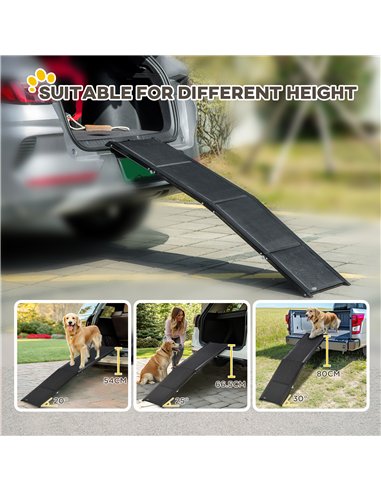 PawHut Folding Dog Ramp for Car, Portable Pet Ramp, with Non-Slip Surface, Aluminium Alloy Frame, for XL Dogs