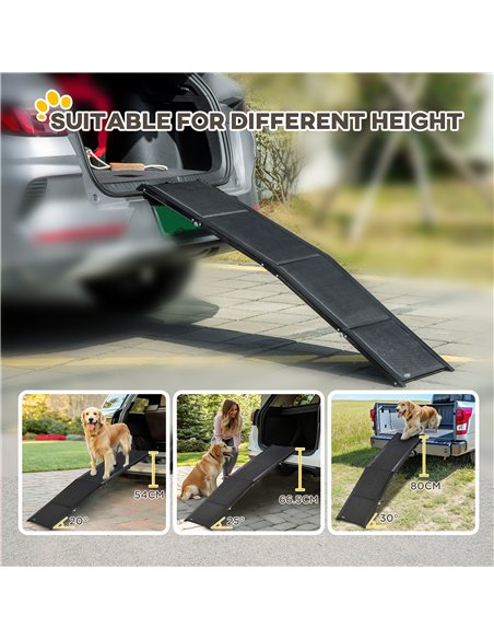 PawHut Folding Dog Ramp for Car, Portable Pet Ramp, with Non-Slip Surface, Aluminium Alloy Frame, for XL Dogs - pic 146024 | FastDaddyshop