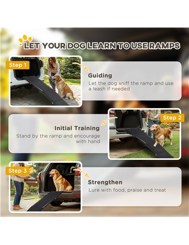 PawHut Folding Dog Ramp for Car, Portable Pet Ramp, with Non-Slip Surface, Aluminium Alloy Frame, for XL Dogs