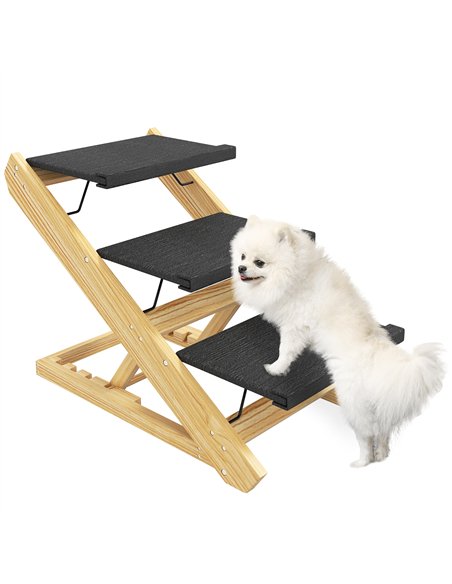 PawHut Adjustable Dog Steps Dog Ramp, 3-Step Non-slip Pet Stairs for Medium Sized Dogs, Foldable Dog Stairs for Bed Sofa - pic 146045 | FastDaddyshop