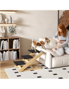 PawHut Adjustable Dog Steps Dog Ramp, 3-Step Non-slip Pet Stairs for Medium Sized Dogs, Foldable Dog Stairs for Bed Sofa 2