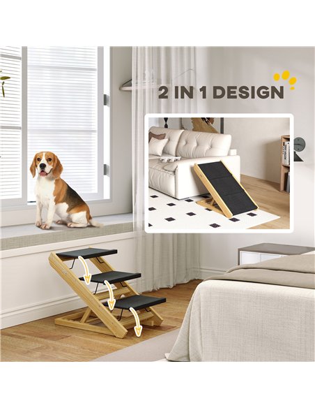 PawHut Adjustable Dog Steps Dog Ramp, 3-Step Non-slip Pet Stairs for Medium Sized Dogs, Foldable Dog Stairs for Bed Sofa - pic 146049 | FastDaddyshop