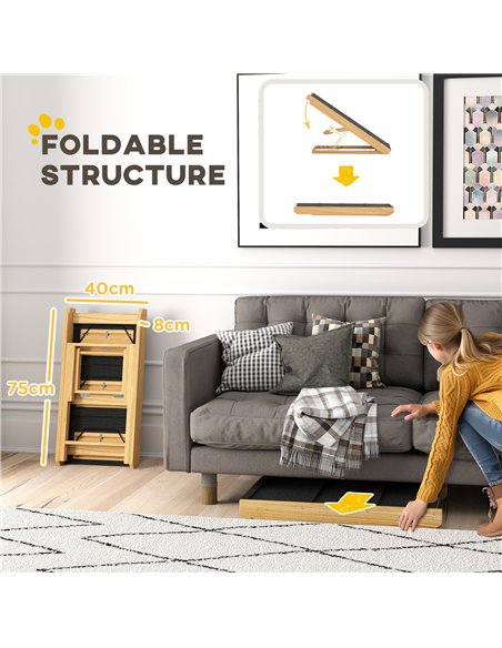 PawHut Adjustable Dog Steps Dog Ramp, 3-Step Non-slip Pet Stairs for Medium Sized Dogs, Foldable Dog Stairs for Bed Sofa - pic 146051 | FastDaddyshop