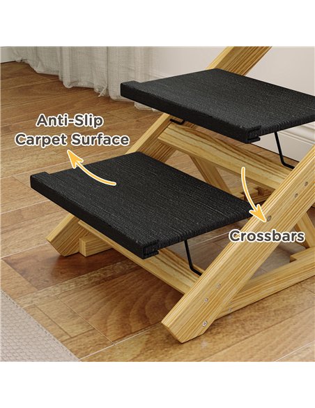 PawHut Adjustable Dog Steps Dog Ramp, 3-Step Non-slip Pet Stairs for Medium Sized Dogs, Foldable Dog Stairs for Bed Sofa - pic 146052 | FastDaddyshop