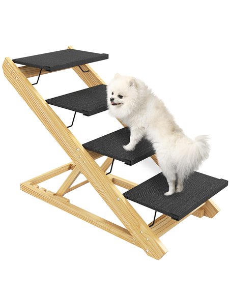 PawHut Adjustable Dog Steps Dog Ramp, 4-Step Non-slip Pet Stairs for Large Sized Dogs, Foldable Dog Stairs for Bed Sofa - pic 146054 | FastDaddyshop