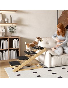 PawHut Adjustable Dog Steps Dog Ramp, 4-Step Non-slip Pet Stairs for Large Sized Dogs, Foldable Dog Stairs for Bed Sofa 2