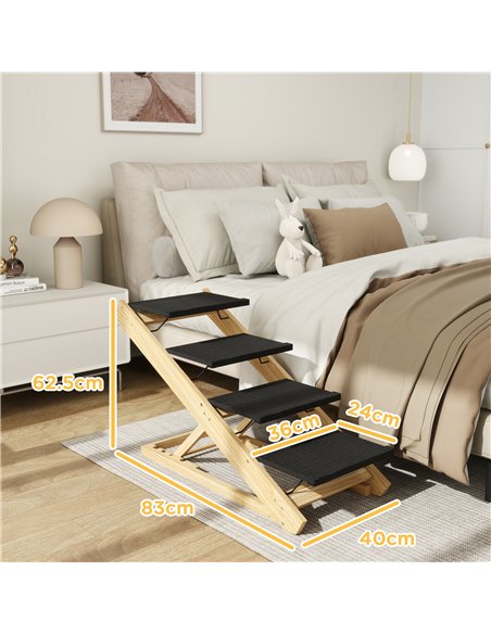 PawHut Adjustable Dog Steps Dog Ramp, 4-Step Non-slip Pet Stairs for Large Sized Dogs, Foldable Dog Stairs for Bed Sofa - pic 146056 | FastDaddyshop