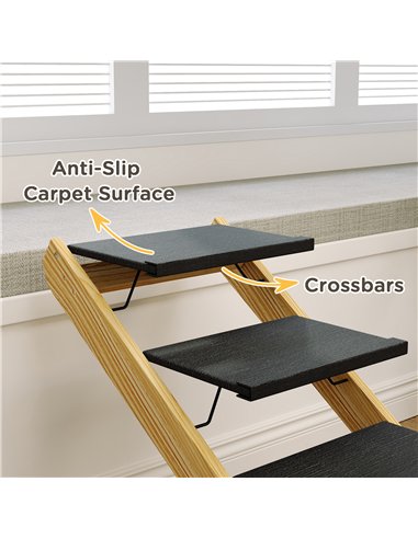PawHut Adjustable Dog Steps Dog Ramp, 4-Step Non-slip Pet Stairs for Large Sized Dogs, Foldable Dog Stairs for Bed Sofa