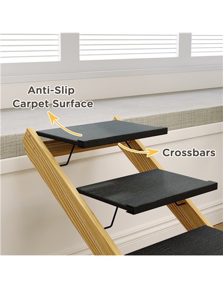 PawHut Adjustable Dog Steps Dog Ramp, 4-Step Non-slip Pet Stairs for Large Sized Dogs, Foldable Dog Stairs for Bed Sofa - pic 146061 | FastDaddyshop