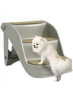 PawHut Foldable Pet Stairs 3 Steps with Non-slip Mats for Small Dogs, Grey