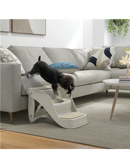 PawHut Foldable Pet Stairs 3 Steps with Non-slip Mats for Small Dogs, Grey - pic 146064 | FastDaddyshop