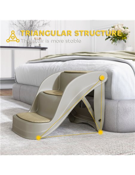 PawHut Foldable Pet Stairs 3 Steps with Non-slip Mats for Small Dogs, Grey - pic 146068 | FastDaddyshop