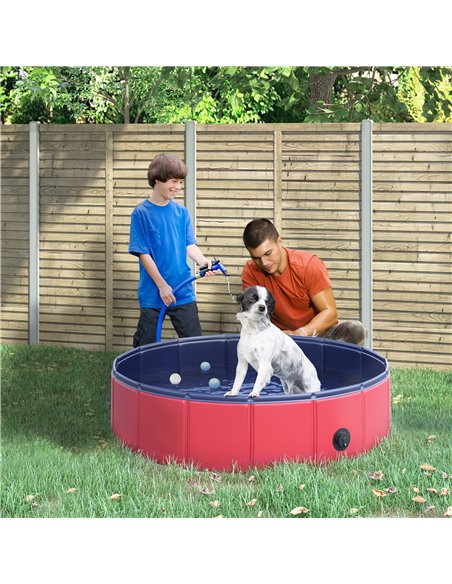 PawHut Foldable Dog Paddling Pool Pet Cat Swimming Pool Indoor/Outdoor Collapsible Summer Bathing Tub Shower Tub Puppy Washer (Φ - pic 146100 | FastDaddyshop