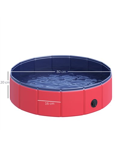 PawHut Foldable Dog Paddling Pool Pet Cat Swimming Pool Indoor/Outdoor Collapsible Summer Bathing Tub Shower Tub Puppy Washer (Φ