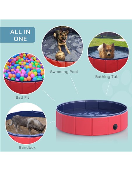 PawHut Foldable Dog Paddling Pool Pet Cat Swimming Pool Indoor/Outdoor Collapsible Summer Bathing Tub Shower Tub Puppy Washer (Φ - pic 146102 | FastDaddyshop