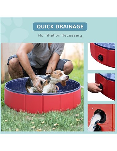 PawHut Foldable Dog Paddling Pool Pet Cat Swimming Pool Indoor/Outdoor Collapsible Summer Bathing Tub Shower Tub Puppy Washer (Φ