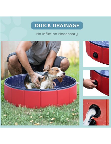 PawHut Foldable Dog Paddling Pool Pet Cat Swimming Pool Indoor/Outdoor Collapsible Summer Bathing Tub Shower Tub Puppy Washer (Φ - pic 146105 | FastDaddyshop