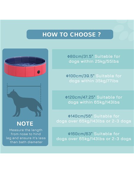 PawHut Foldable Dog Paddling Pool Pet Cat Swimming Pool Indoor/Outdoor Collapsible Summer Bathing Tub Shower Tub Puppy Washer (Φ - pic 146107 | FastDaddyshop