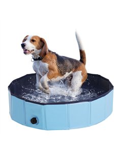 PawHut Foldable Dog Paddling Pool Pet Cat Swimming Pool Indoor/Outdoor Collapsible Summer Bathing Tub Shower Tub Puppy Washer (Φ