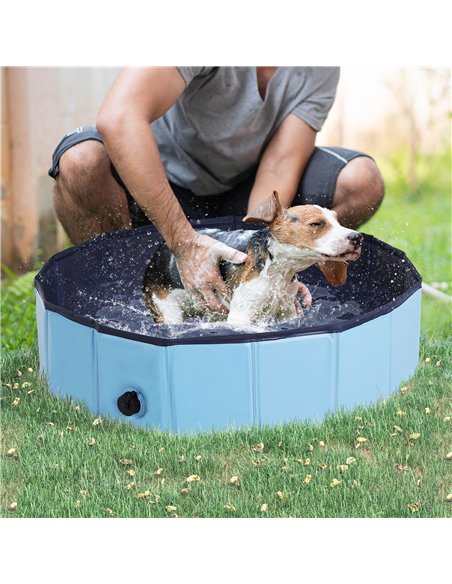 PawHut Foldable Dog Paddling Pool Pet Cat Swimming Pool Indoor/Outdoor Collapsible Summer Bathing Tub Shower Tub Puppy Washer (Φ - pic 146109 | FastDaddyshop