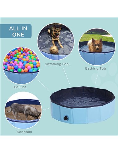 PawHut Foldable Dog Paddling Pool Pet Cat Swimming Pool Indoor/Outdoor Collapsible Summer Bathing Tub Shower Tub Puppy Washer (Φ