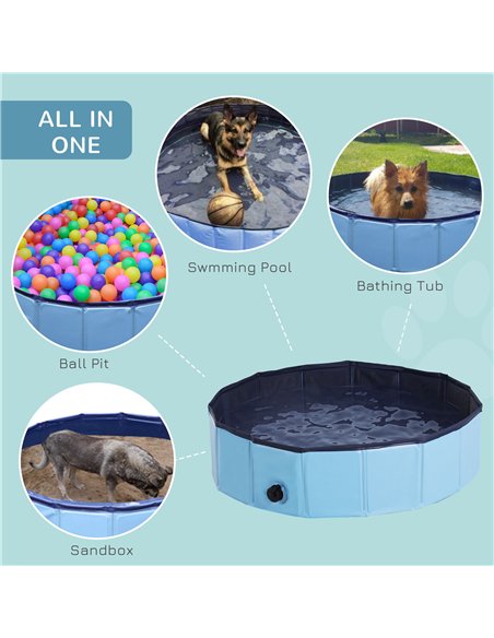 PawHut Foldable Dog Paddling Pool Pet Cat Swimming Pool Indoor/Outdoor Collapsible Summer Bathing Tub Shower Tub Puppy Washer (Φ - pic 146111 | FastDaddyshop