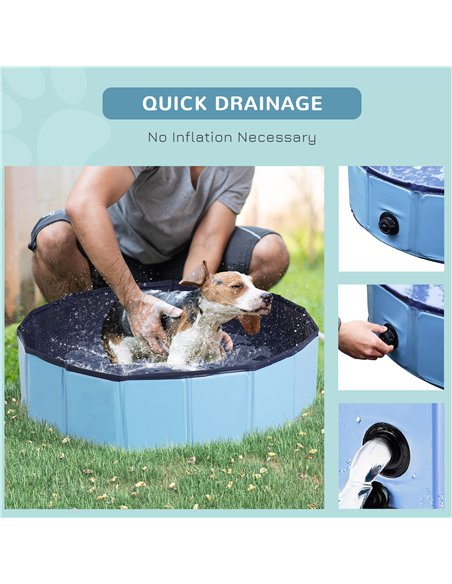 PawHut Foldable Dog Paddling Pool Pet Cat Swimming Pool Indoor/Outdoor Collapsible Summer Bathing Tub Shower Tub Puppy Washer (Φ - pic 146113 | FastDaddyshop