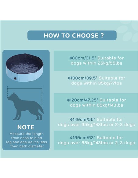 PawHut Foldable Dog Paddling Pool Pet Cat Swimming Pool Indoor/Outdoor Collapsible Summer Bathing Tub Shower Tub Puppy Washer (Φ - pic 146115 | FastDaddyshop