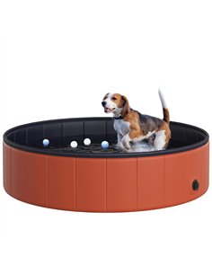 PawHut Foldable Dog Paddling Pool Pet Cat Swimming Pool Indoor/Outdoor Collapsible Summer Bathing Tub Shower Tub Puppy Washer (Φ