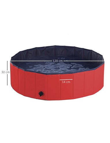 PawHut Foldable Dog Paddling Pool Pet Cat Swimming Pool Indoor/Outdoor Collapsible Summer Bathing Tub Shower Tub Puppy Washer (Φ