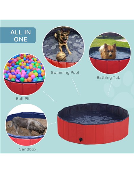 PawHut Foldable Dog Paddling Pool Pet Cat Swimming Pool Indoor/Outdoor Collapsible Summer Bathing Tub Shower Tub Puppy Washer (Φ - pic 146120 | FastDaddyshop