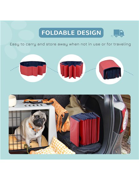 PawHut Foldable Dog Paddling Pool Pet Cat Swimming Pool Indoor/Outdoor Collapsible Summer Bathing Tub Shower Tub Puppy Washer (Φ - pic 146121 | FastDaddyshop