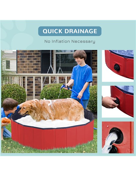 PawHut Foldable Dog Paddling Pool Pet Cat Swimming Pool Indoor/Outdoor Collapsible Summer Bathing Tub Shower Tub Puppy Washer (Φ - pic 146122 | FastDaddyshop