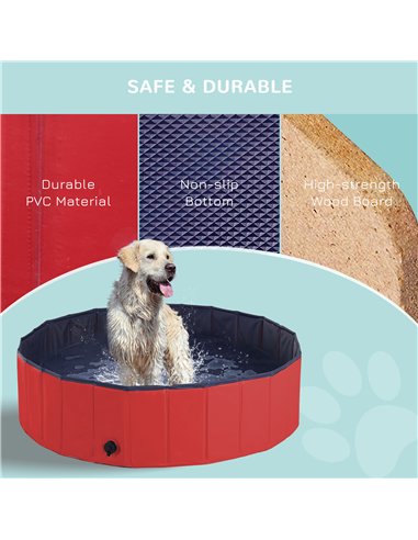 PawHut Foldable Dog Paddling Pool Pet Cat Swimming Pool Indoor/Outdoor Collapsible Summer Bathing Tub Shower Tub Puppy Washer (Φ