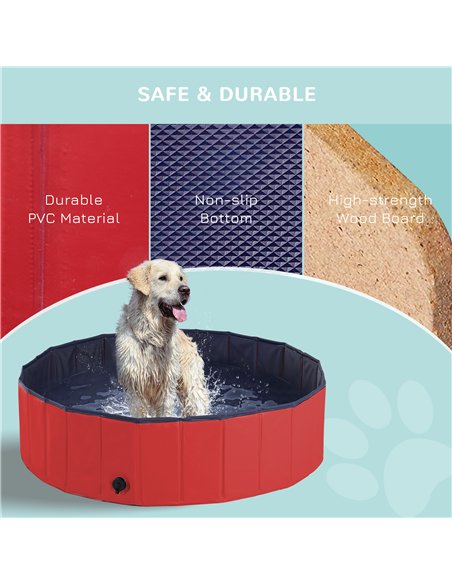 PawHut Foldable Dog Paddling Pool Pet Cat Swimming Pool Indoor/Outdoor Collapsible Summer Bathing Tub Shower Tub Puppy Washer (Φ - pic 146123 | FastDaddyshop