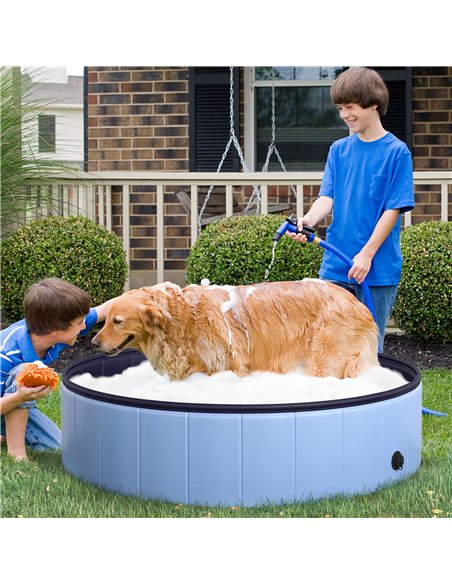 PawHut Foldable Dog Paddling Pool Pet Cat Swimming Pool Indoor/Outdoor Collapsible Summer Bathing Tub Shower Tub Puppy Washer (Φ - pic 146127 | FastDaddyshop