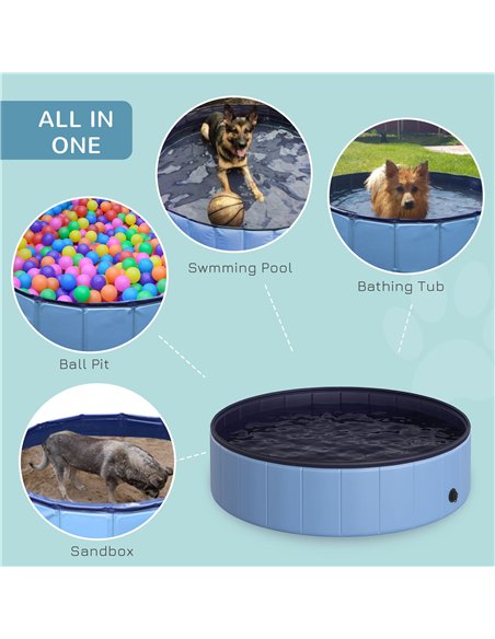 PawHut Foldable Dog Paddling Pool Pet Cat Swimming Pool Indoor/Outdoor Collapsible Summer Bathing Tub Shower Tub Puppy Washer (Φ - pic 146129 | FastDaddyshop
