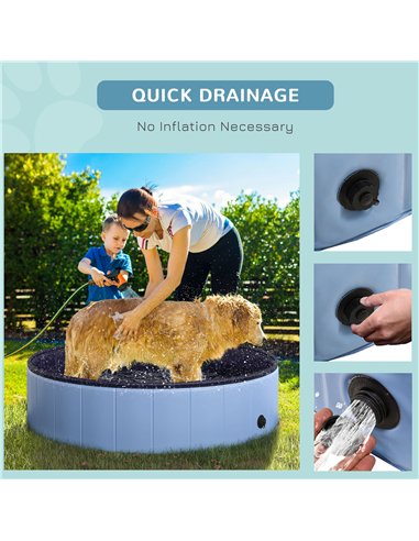 PawHut Foldable Dog Paddling Pool Pet Cat Swimming Pool Indoor/Outdoor Collapsible Summer Bathing Tub Shower Tub Puppy Washer (Φ