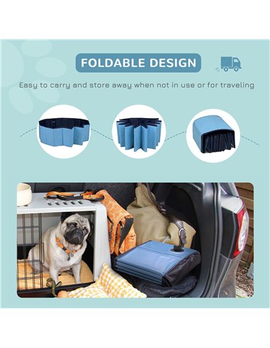 PawHut Foldable Dog Paddling Pool Pet Cat Swimming Pool Indoor/Outdoor Collapsible Summer Bathing Tub Shower Tub Puppy Washer (Φ