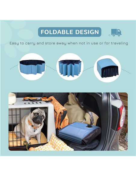 PawHut Foldable Dog Paddling Pool Pet Cat Swimming Pool Indoor/Outdoor Collapsible Summer Bathing Tub Shower Tub Puppy Washer (Φ - pic 146131 | FastDaddyshop