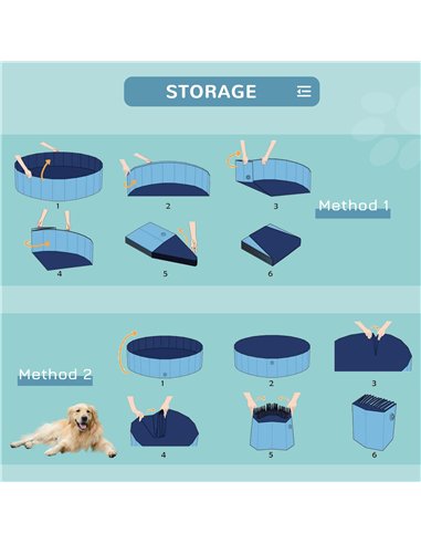 PawHut Foldable Dog Paddling Pool Pet Cat Swimming Pool Indoor/Outdoor Collapsible Summer Bathing Tub Shower Tub Puppy Washer (Φ