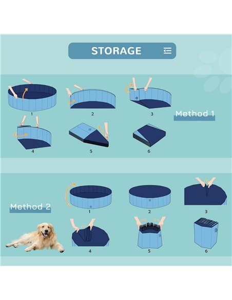 PawHut Foldable Dog Paddling Pool Pet Cat Swimming Pool Indoor/Outdoor Collapsible Summer Bathing Tub Shower Tub Puppy Washer (Φ - pic 146133 | FastDaddyshop