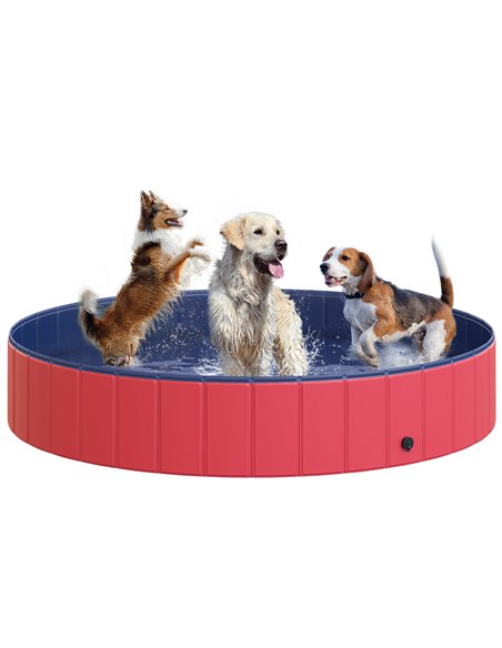 PawHut Foldable Dog Paddling Pool Pet Cat Swimming Pool Indoor/Outdoor Collapsible Summer Bathing Tub Shower Tub Puppy Washer (Φ - pic 146135 | FastDaddyshop