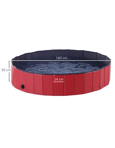 PawHut Foldable Dog Paddling Pool Pet Cat Swimming Pool Indoor/Outdoor Collapsible Summer Bathing Tub Shower Tub Puppy Washer (Φ