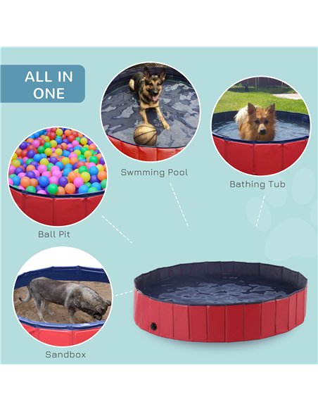 PawHut Foldable Dog Paddling Pool Pet Cat Swimming Pool Indoor/Outdoor Collapsible Summer Bathing Tub Shower Tub Puppy Washer (Φ - pic 146138 | FastDaddyshop